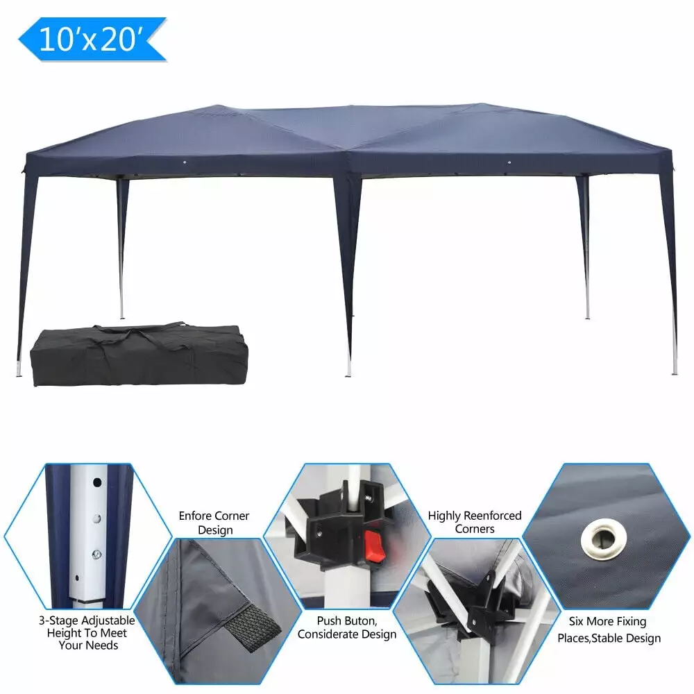 ZGBY Easy Pop Up Canopy Cover Gazebo 10' X 20' Blue Wedding Party Tent Outdoor ZGBY Home Products