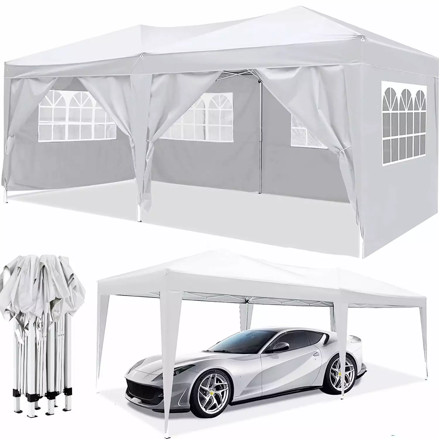 Aimee Lii 118x235 Pop Up Backyard Canopy Gazebo Sidewalls Outdoor Parties White