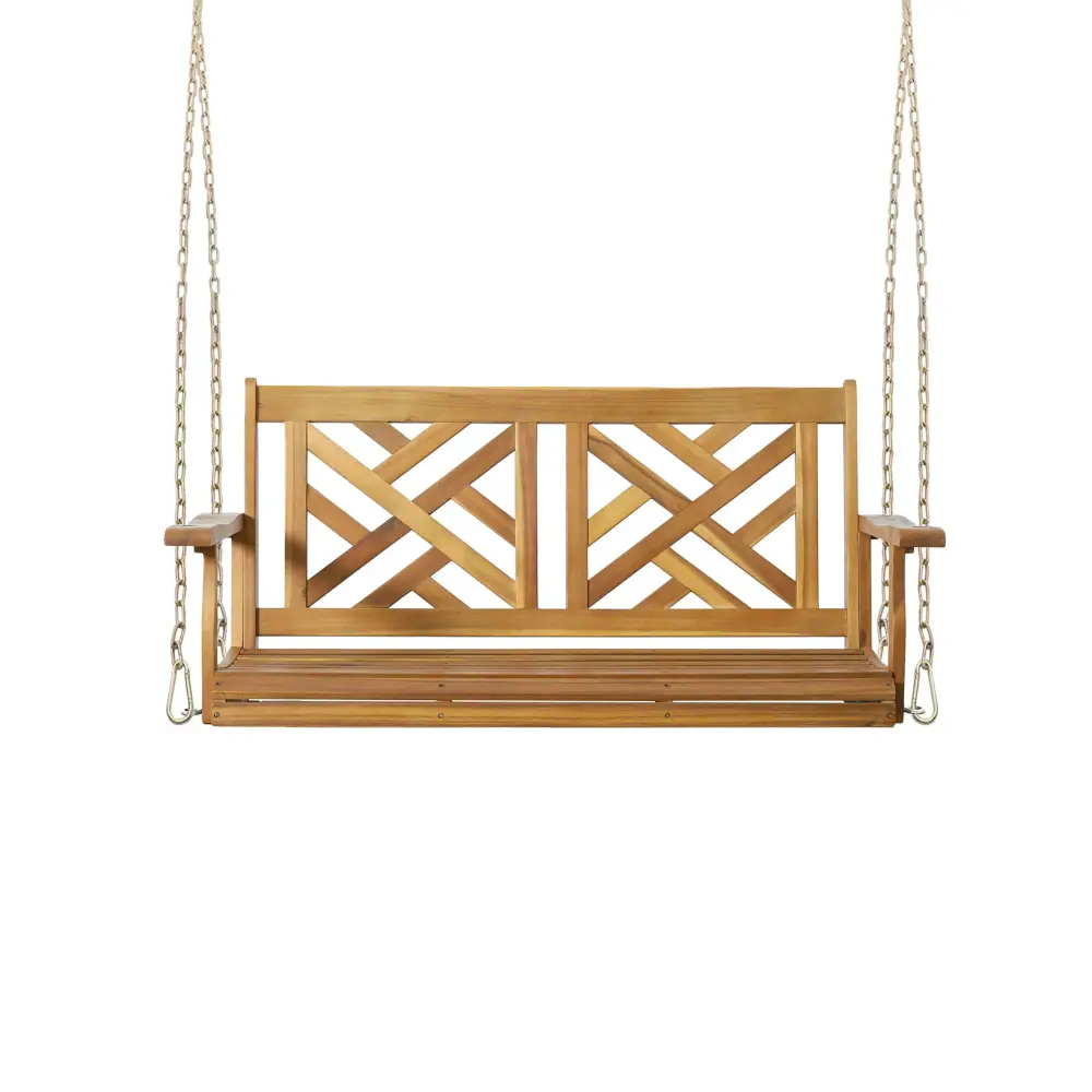 Alejandro - Acacia Wood Porch Swing Slat Panel Seating Wide Seat