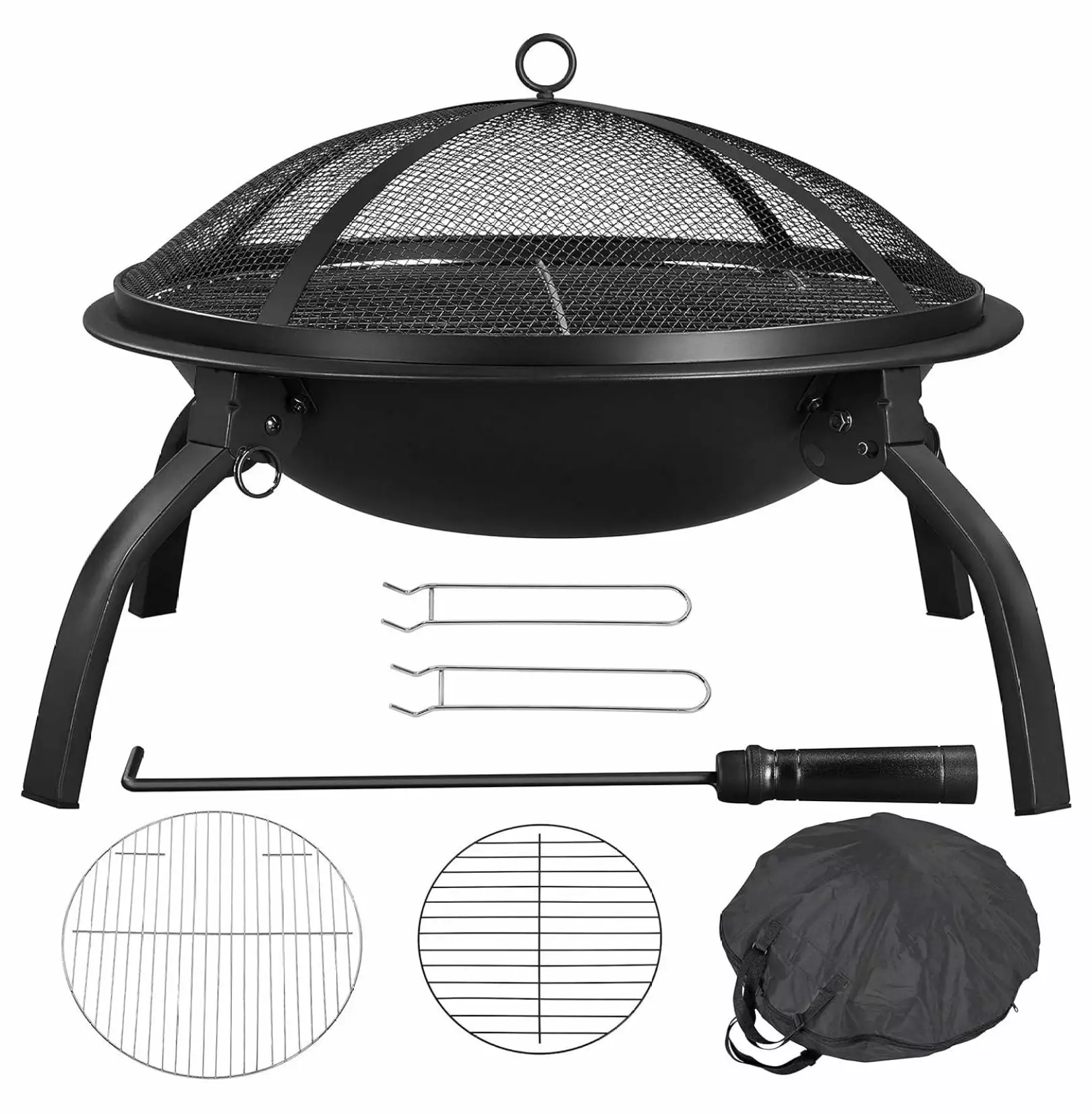 LeCeleBee 22inch Outdoor Fireplace Foldable BBQ Firebowl Carrying Bag Camping Picnic Backyard
