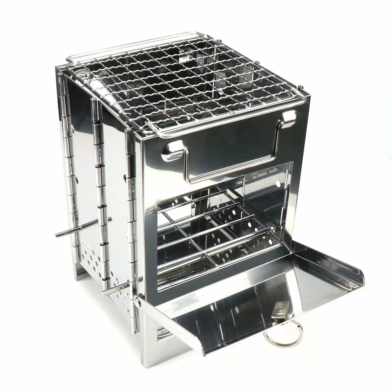 Stainless Steel Adjustable Height Folding BBQ Grill Outdoor Cooking Camping and Picnics Adjustable Height BBQ Gri