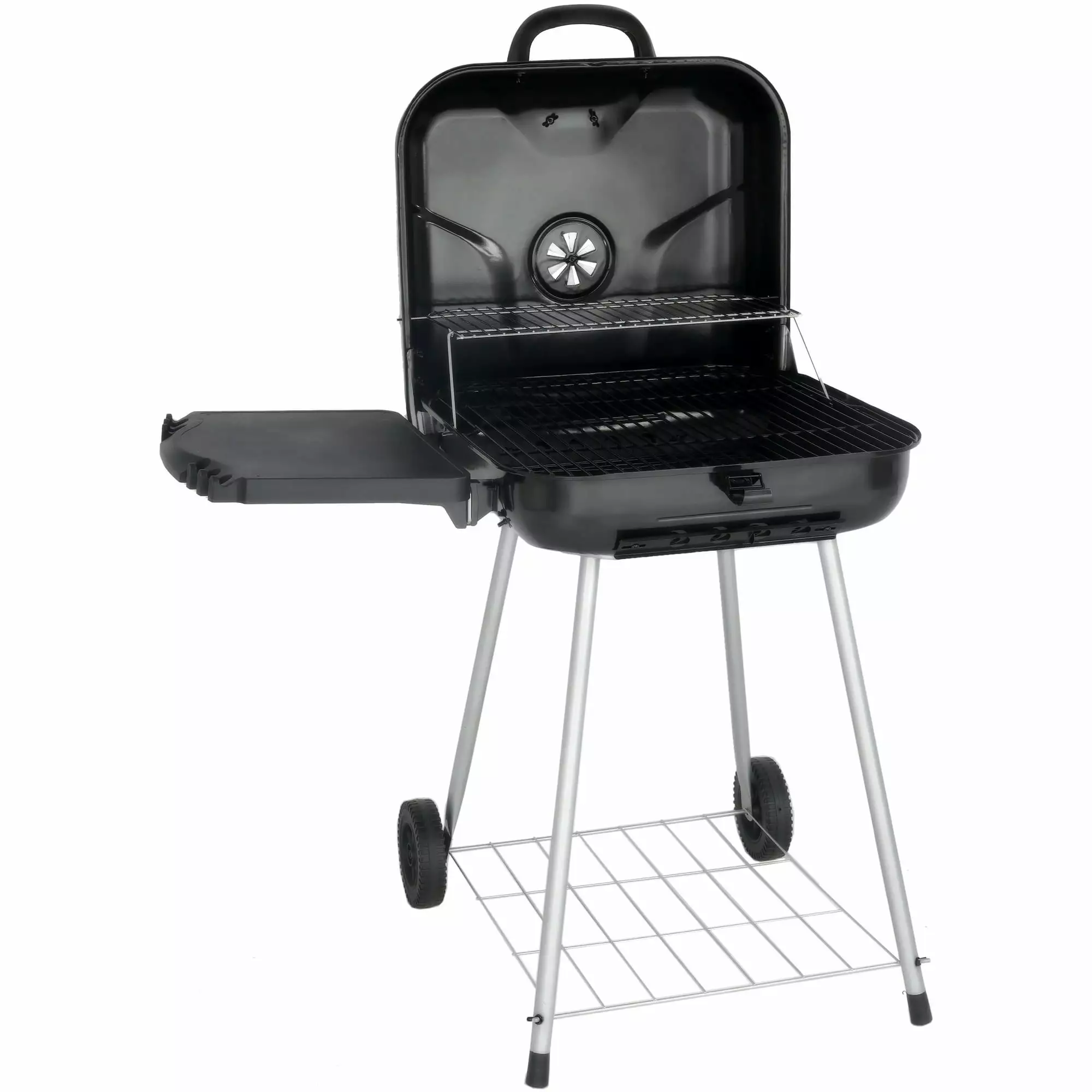 22 Square Black Charcoal Grill Foldable Side Shelves Outdoor Cooking Bed Bath & Beyond