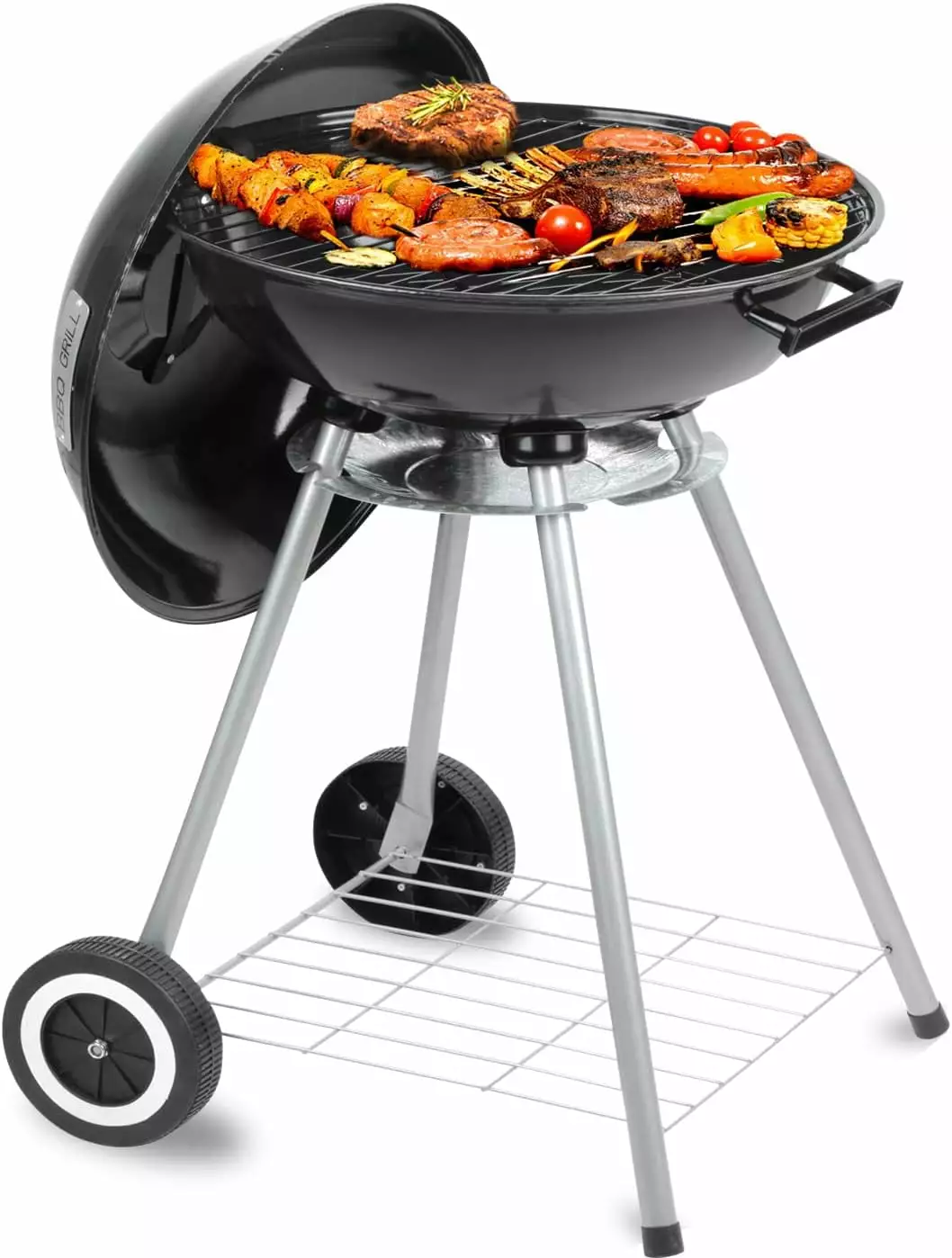 Travel-friendly Round Grill 18 Inch Charcoal Grill Wheel Black Portable BBQ BMTBUY