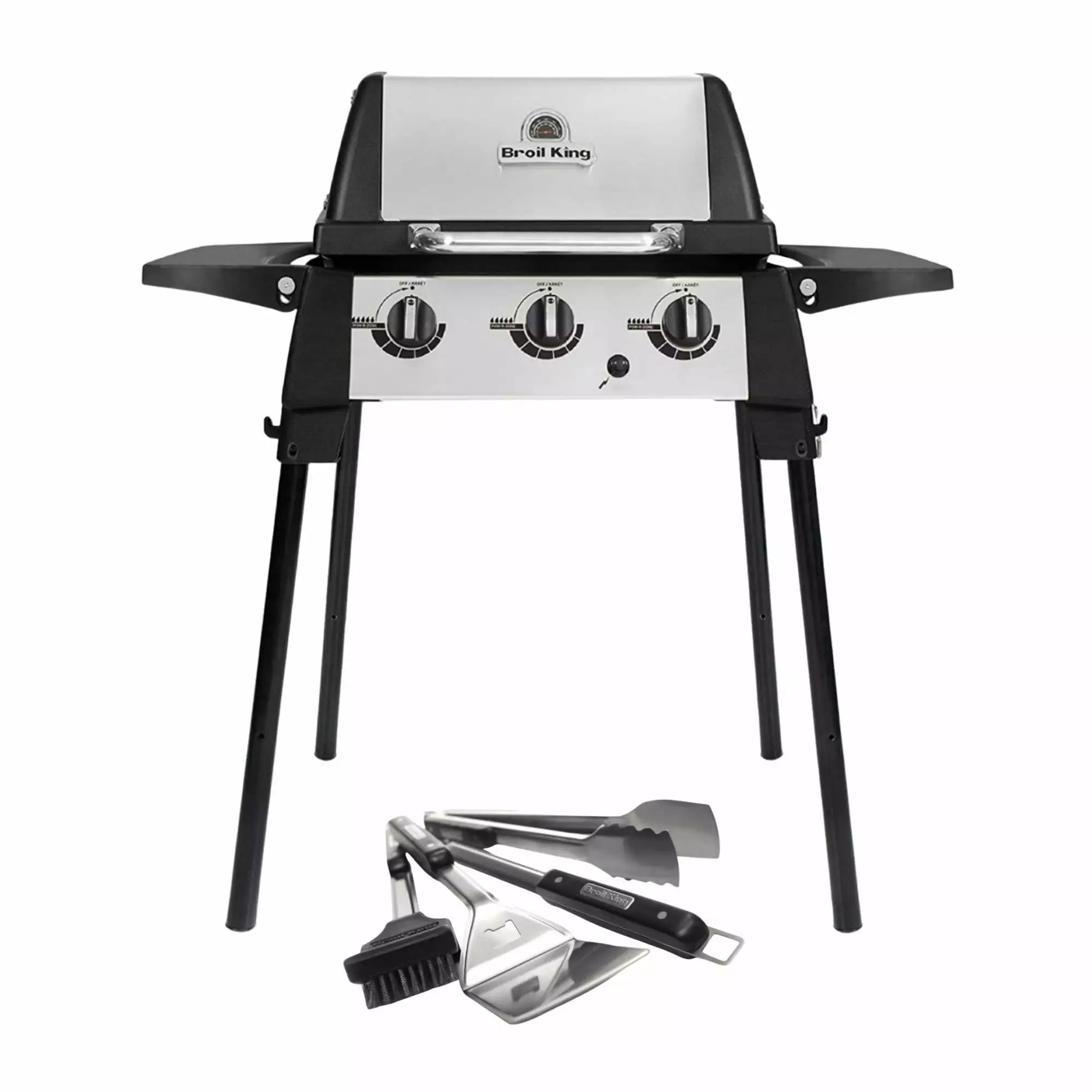 Broil King Porta-Chef 320 21000 BTU Travel-friendly Gas Grill 4-Piece Grill Tools Set
