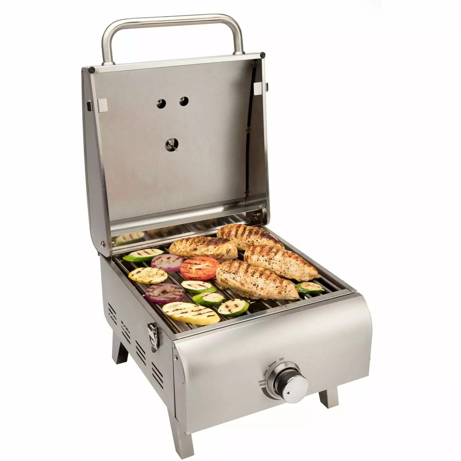 1 Burner Silver Propane Travel-friendly Gas Grill Compact Portable Camping Picnic Backyard