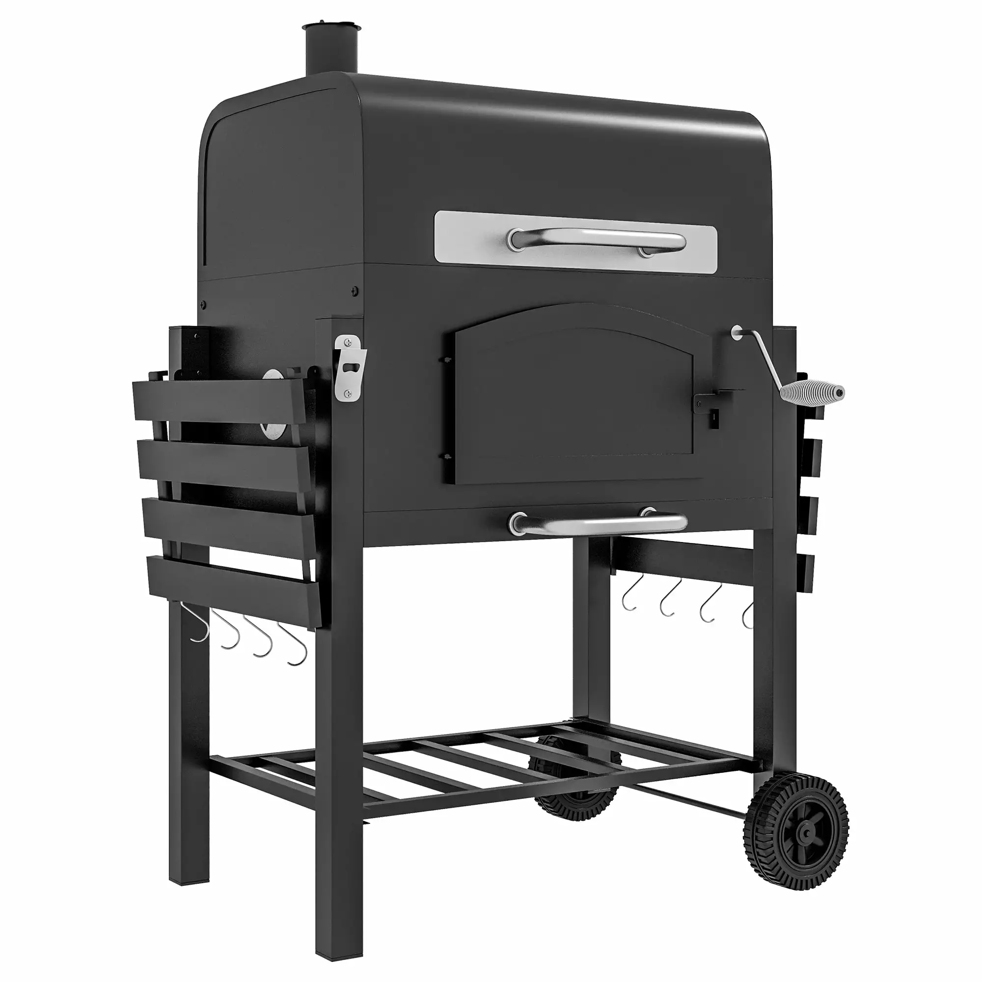 CoSoTower Adjustable Charcoal Grill Folding Shelves Thermometer and Wheels Camping