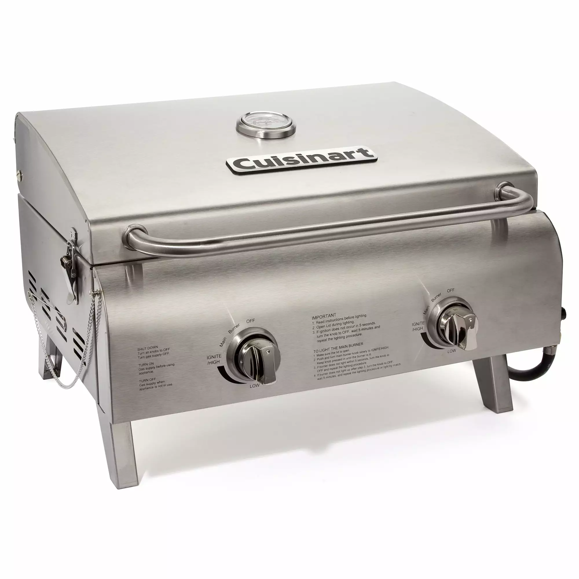 Cuisinart CGG-306 Chef's Style Stainless 2 Burner Tabletop Gas Grill Silver Portable