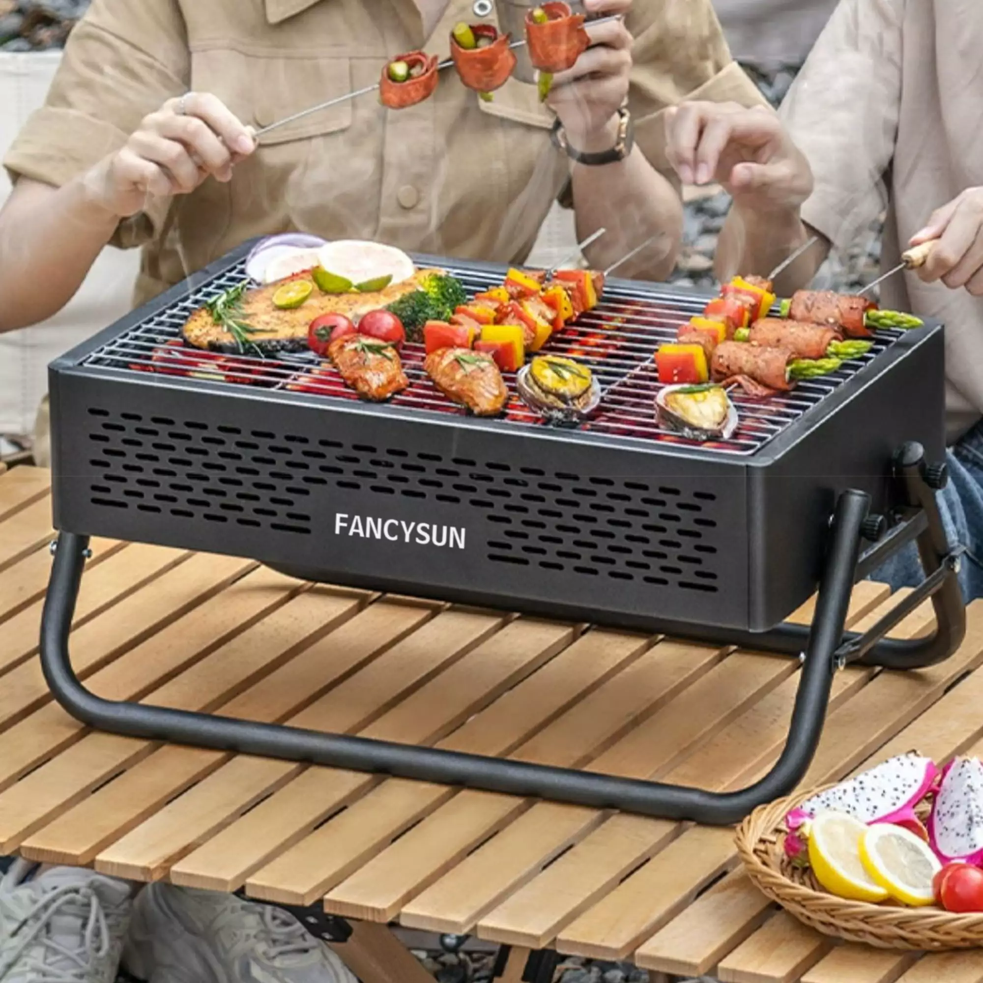 FANCYSUN Folding Featherweight Travel-friendly BBQ Smoker Grill Camping Picnics