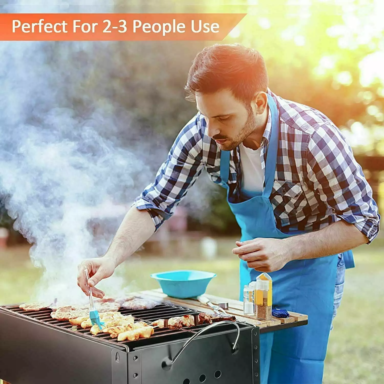 YSSOA 20 Travel-friendly Foldable Outdoor Charcoal Barbecue Grill. Detachable Collapsible Tabletop BBQ Smoker Grill Tool C...