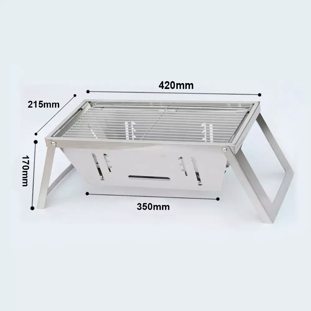 Adjustable Stainless Steel Portable BBQ Grill Stove Carry Case Htovila
