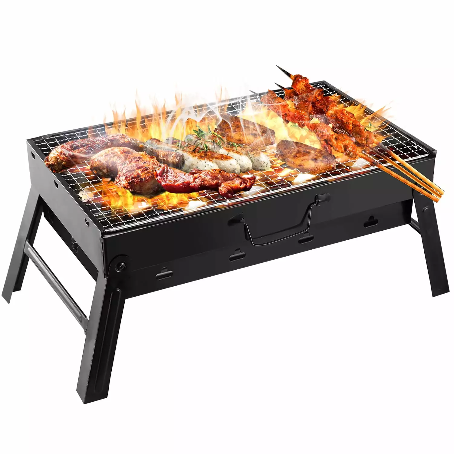 iMounTEK Stainless Steel Foldable Travel-friendly Charcoal Grill and Smoker Outdoor Cooking