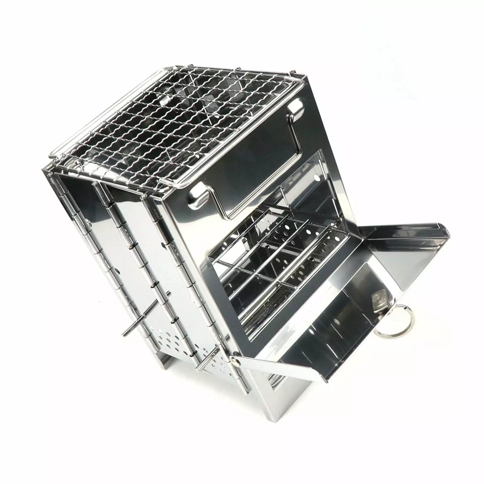 2023 BBQ Grill Adjustable Height Stainless Steel Quadrate Folding Barbecue Charcoal Grill Outdoor Cooking jinmingjiaju
