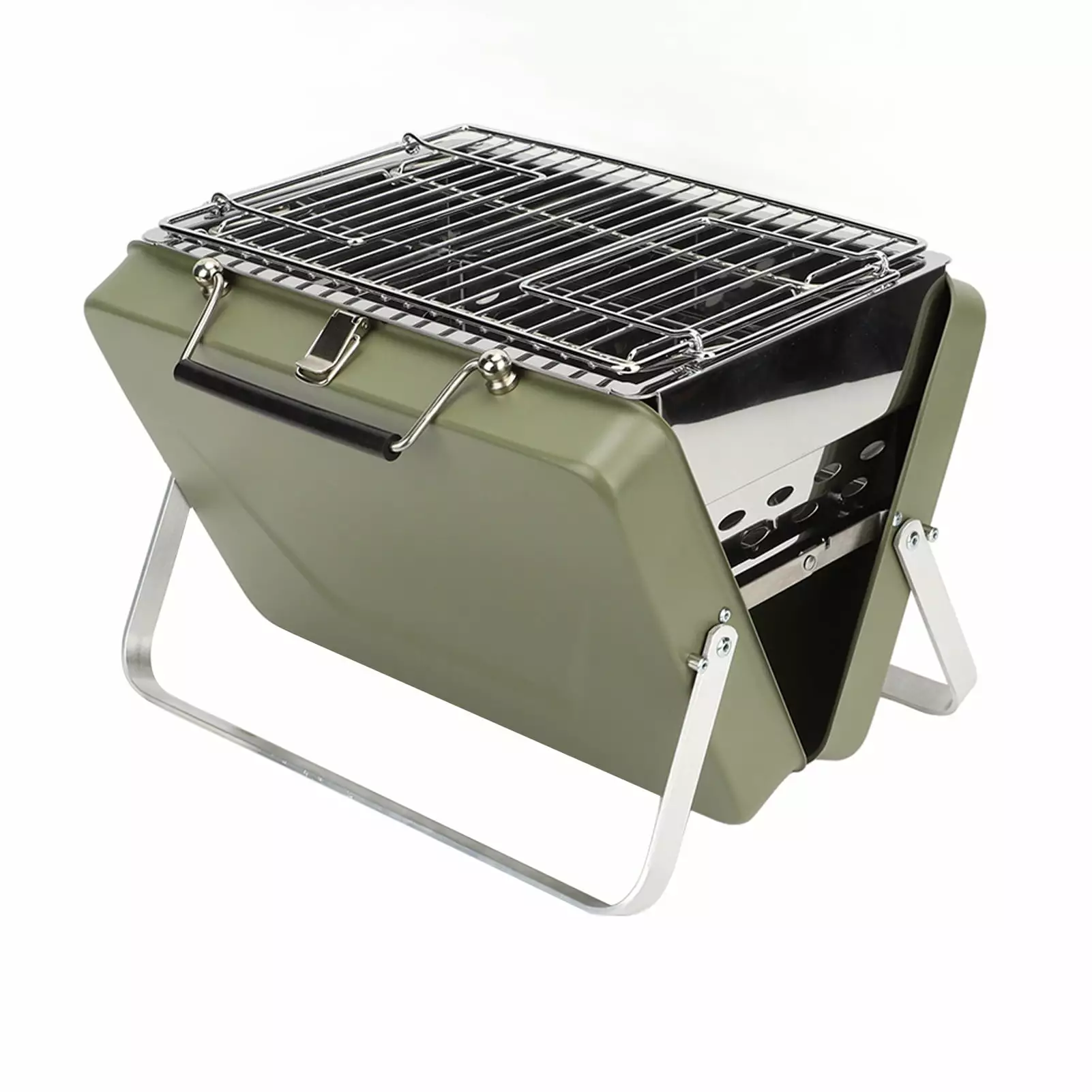Travel-friendly Charcoal BBQ Grill Folding Notebook Grill Camping Outdoor Cooking Backyard Picnic Green minggaowujinzhipin