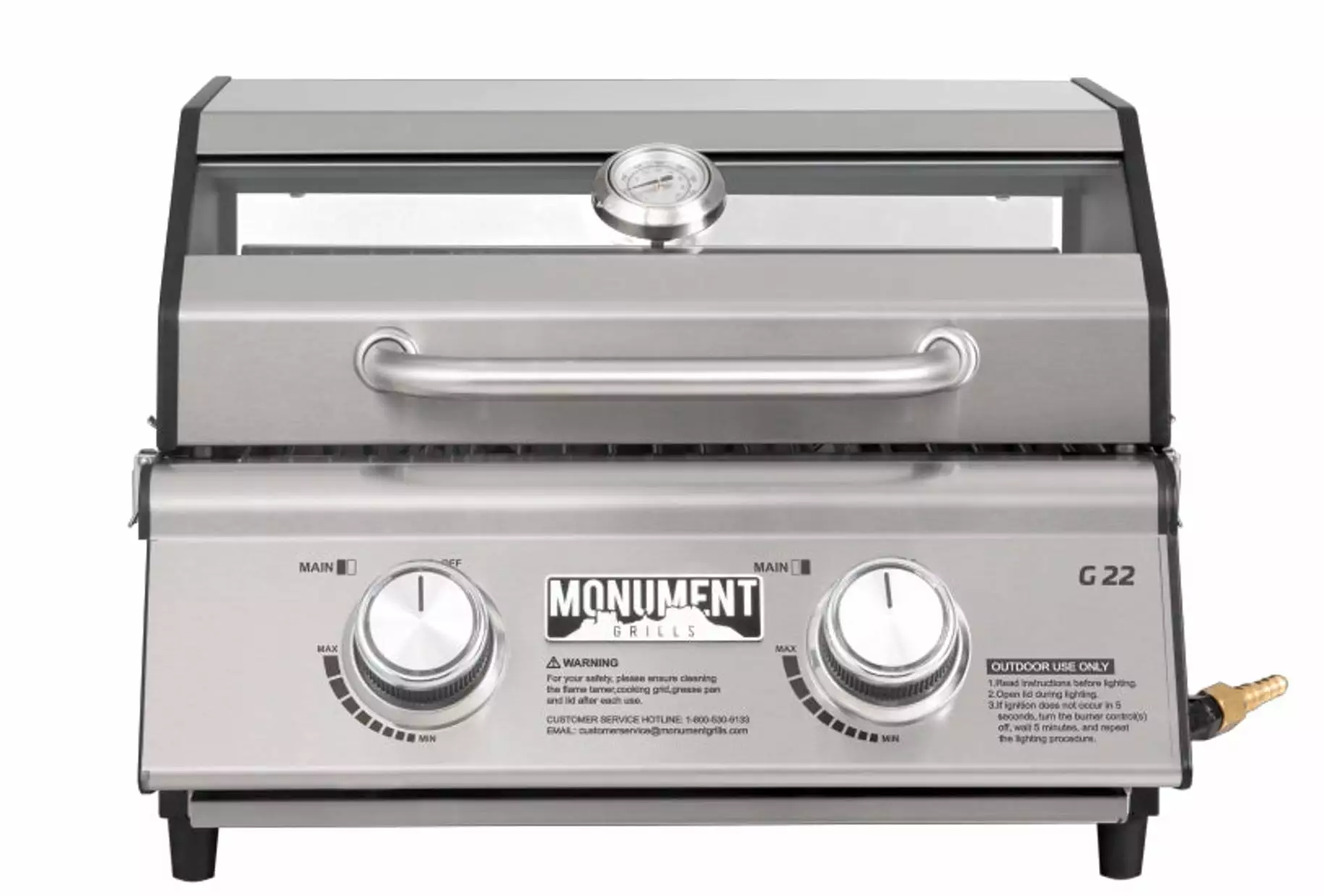 Monument Grills Travel-friendly 2-Burner Tabletop Propane Gas Grill Stainless Steel