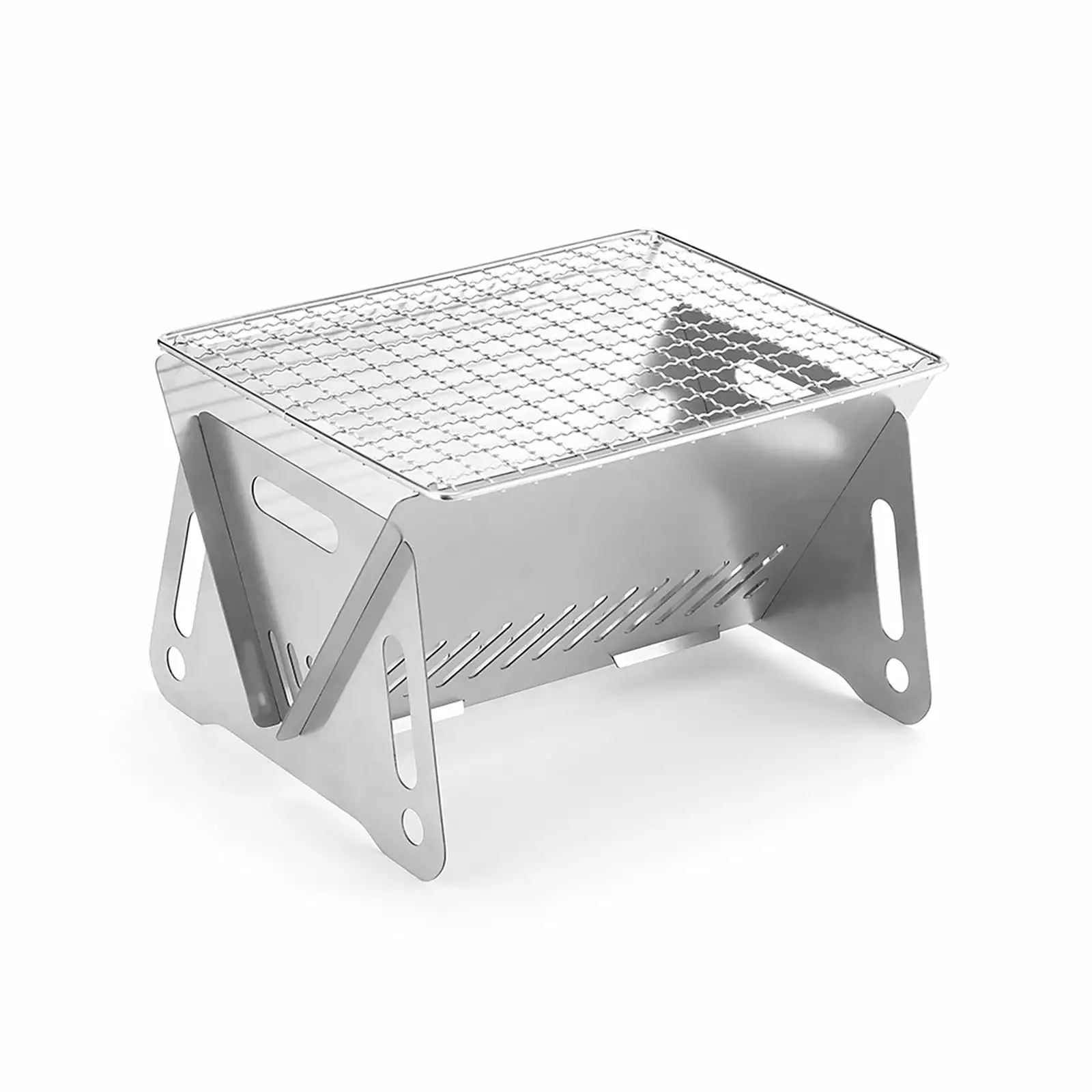 Moocorvic Travel-friendly Charcoal Grill Stainless Steel Featherweight Folding Travel Grill Backyard Outdoor Camping Picnic