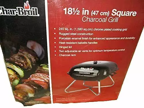 Char-Broil Travel-Friendly Outdoor 18 1/2 Square Charcoal Grill Backyard Camping My Store