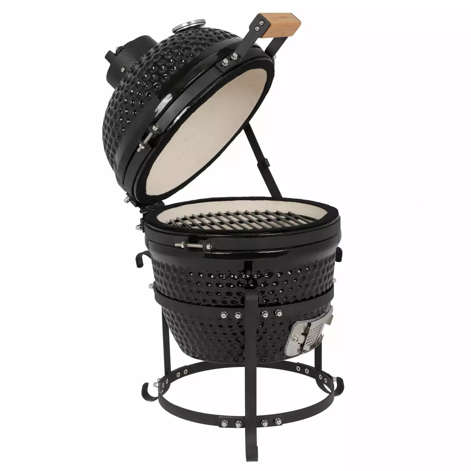 OverPatio 13in Round Travel-friendly Black Ceramic Grill Camping BBQ