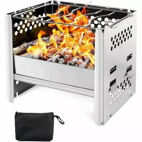 Rewera Foldable Stainless Steel Charcoal Grill and Smoker Travel Outdoor Cooking