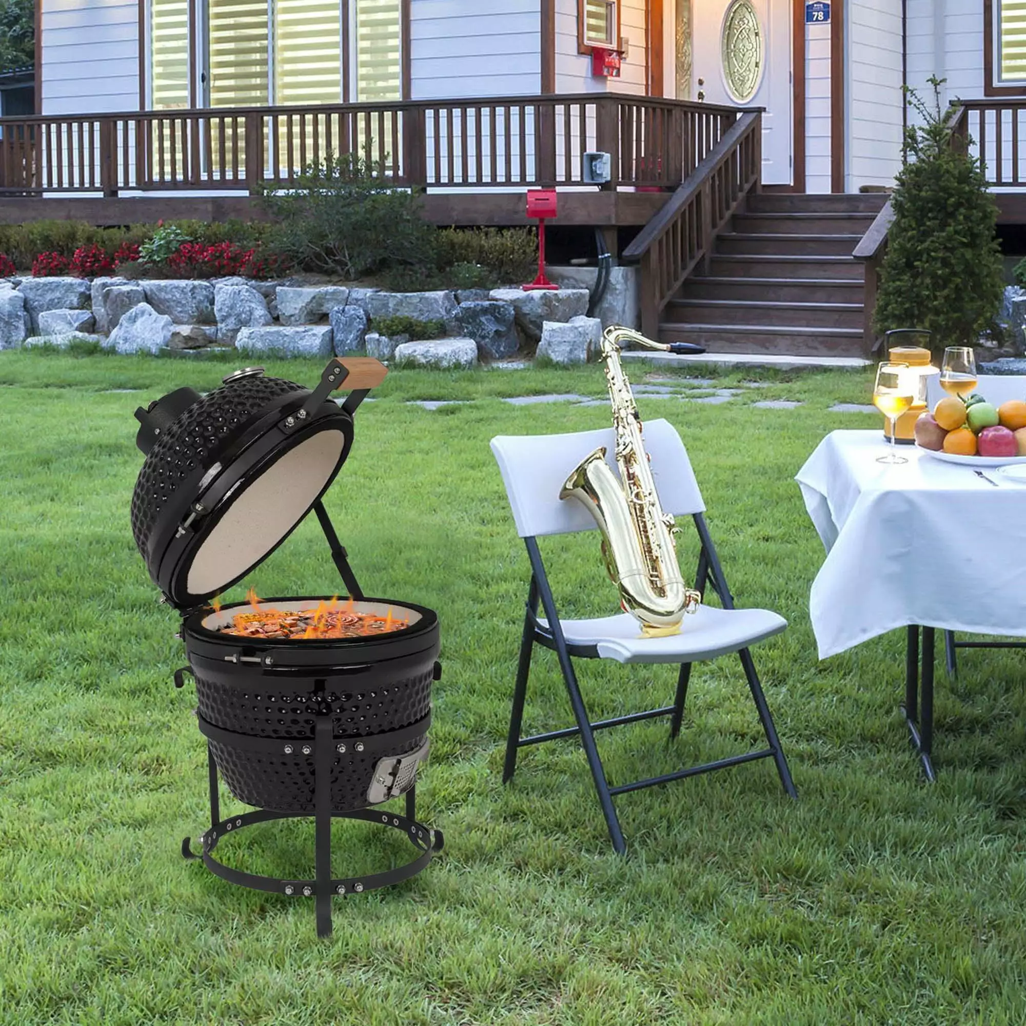 SAYFUT Outdoor BBQ Grill Charcoal Barbecue Pit Patio Backyard