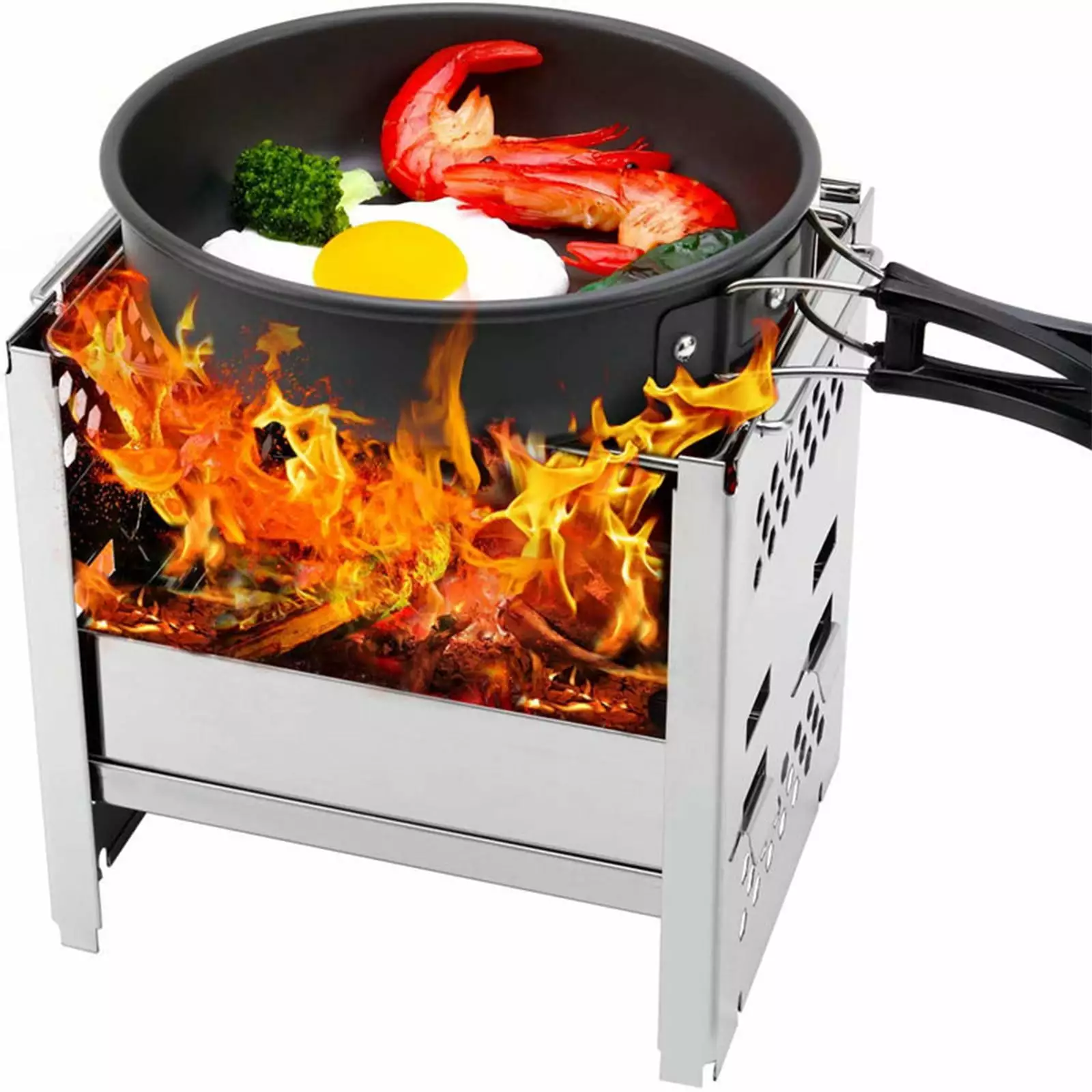 Slhenay Folding Travel-friendly Barbecue Charcoal Grill Stainless Steel Smoker BBQ Outdoor Cooking Camping
