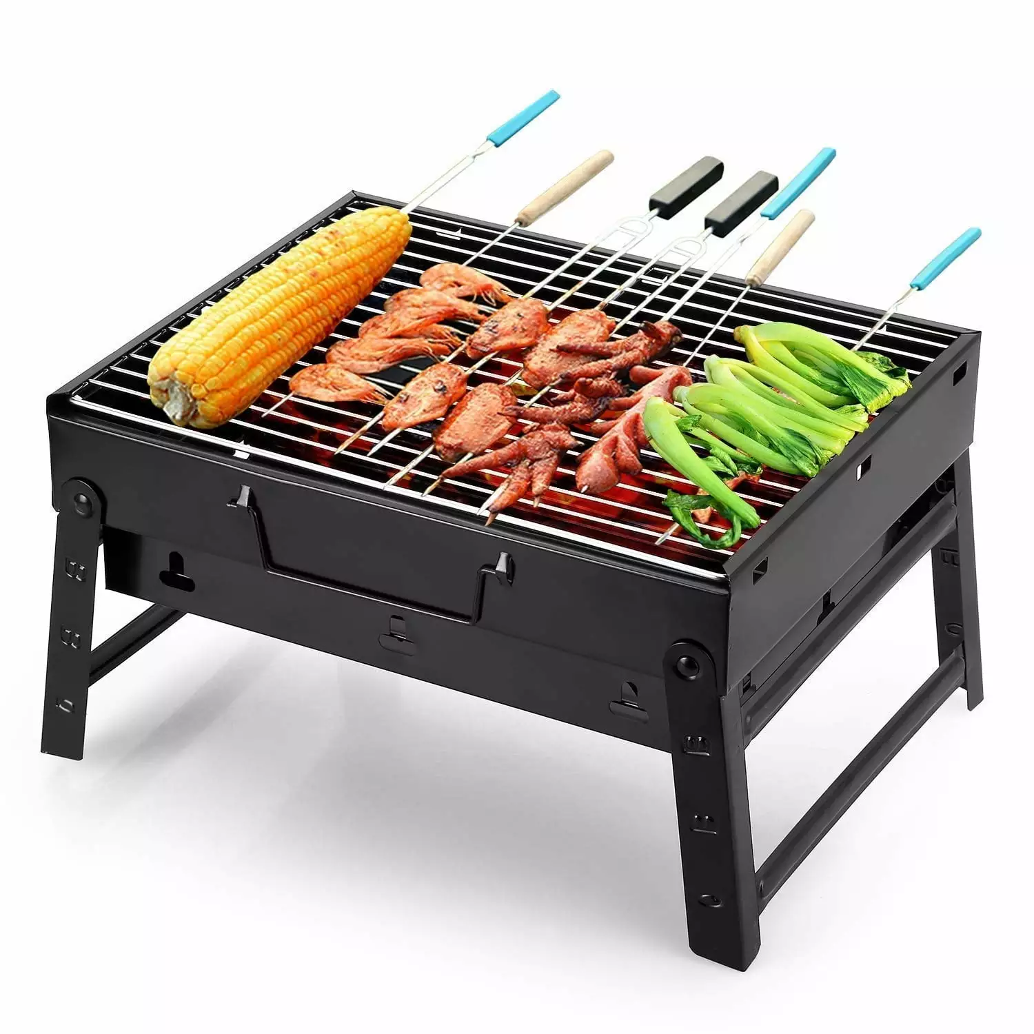 SQUICKLE Metal Folding Outdoor Charcoal BBQ Grill Set Home and Camping