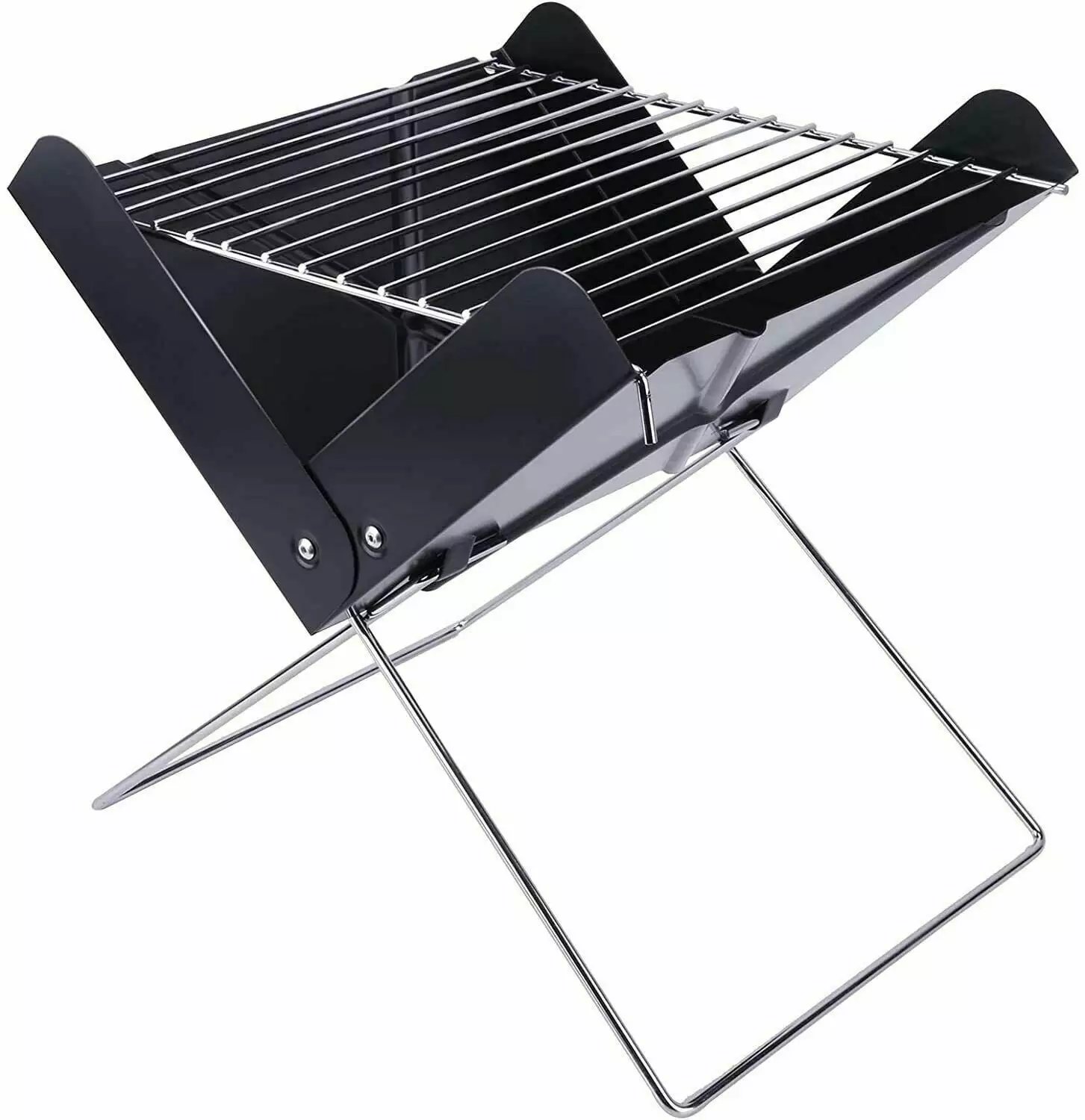 12 Folding Travel-Friendly Barbecue Charcoal Grill Outdoor Camping Picnics Garden Beach Party Black Swonuk