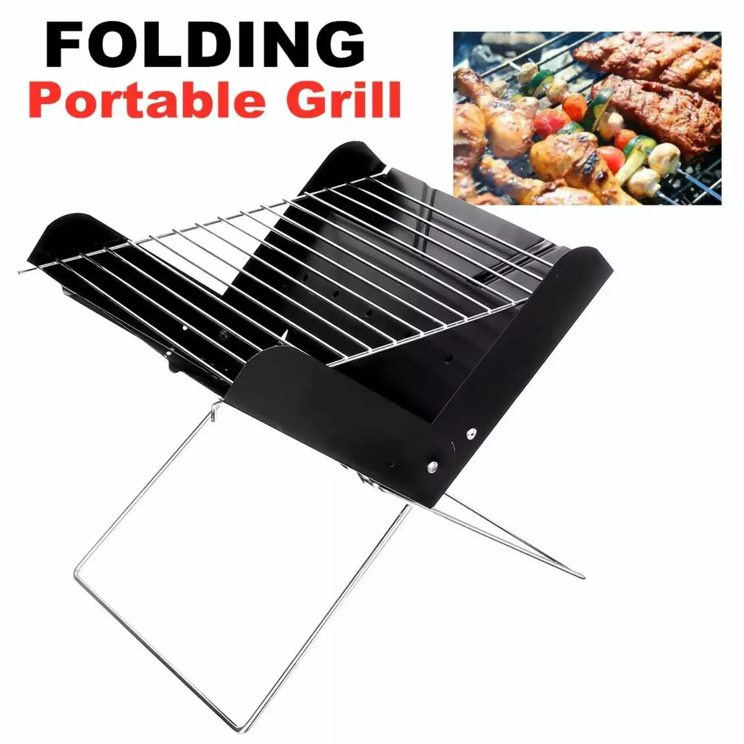BBQ Grill Folding Stainless Steel Travel-Friendly Barbecue Grill Outdoor Cooking VacationGrabs
