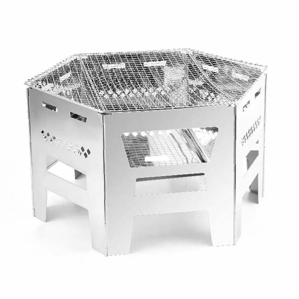 Walmeck Travel-Friendly Wood Burning Charcoal Grill Stove Camping Outdoor Cooking