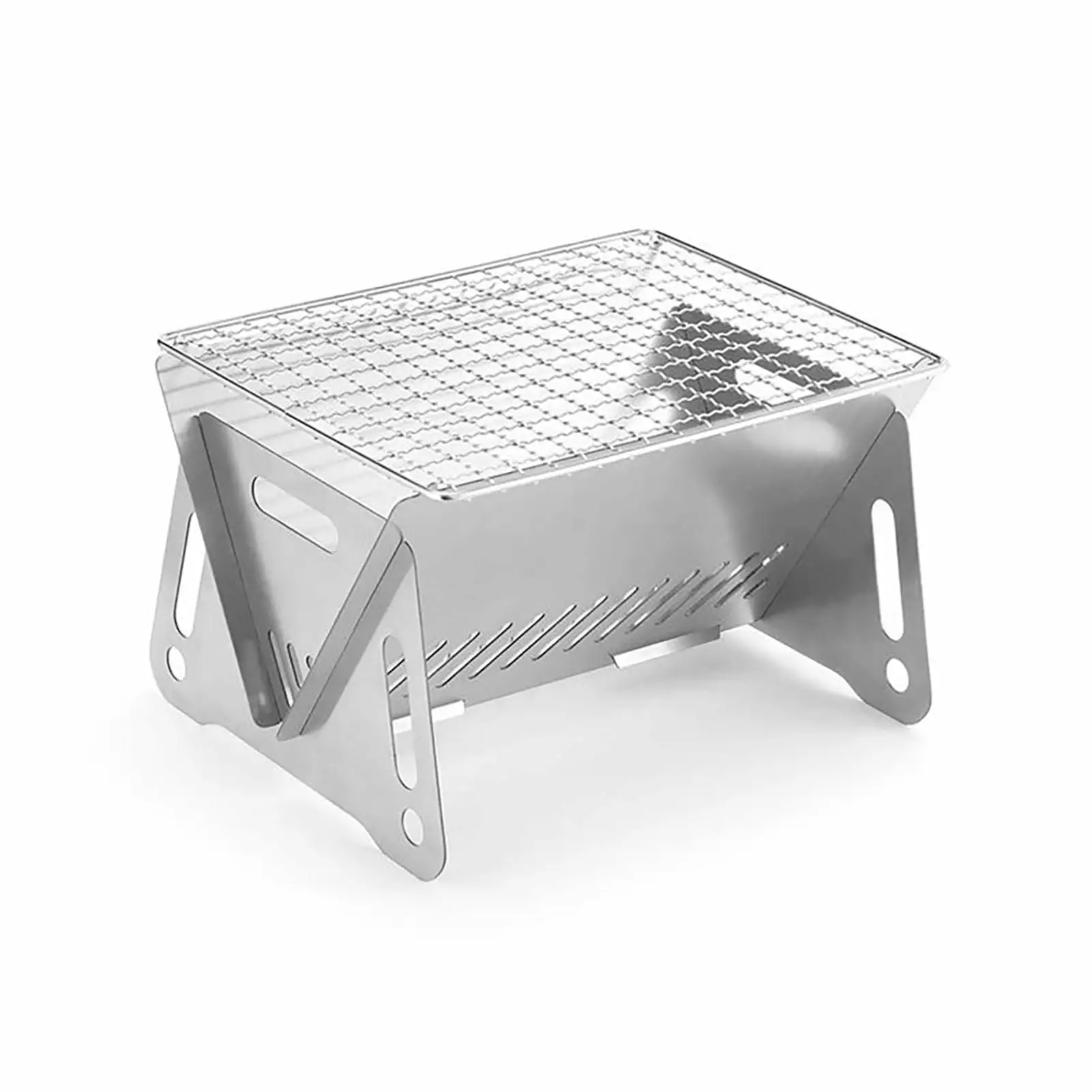 Foldable Barbecue Oven Stainless Steel Charcoal BBQ Grill Outdoor Camping 210x160x125mm weiqian