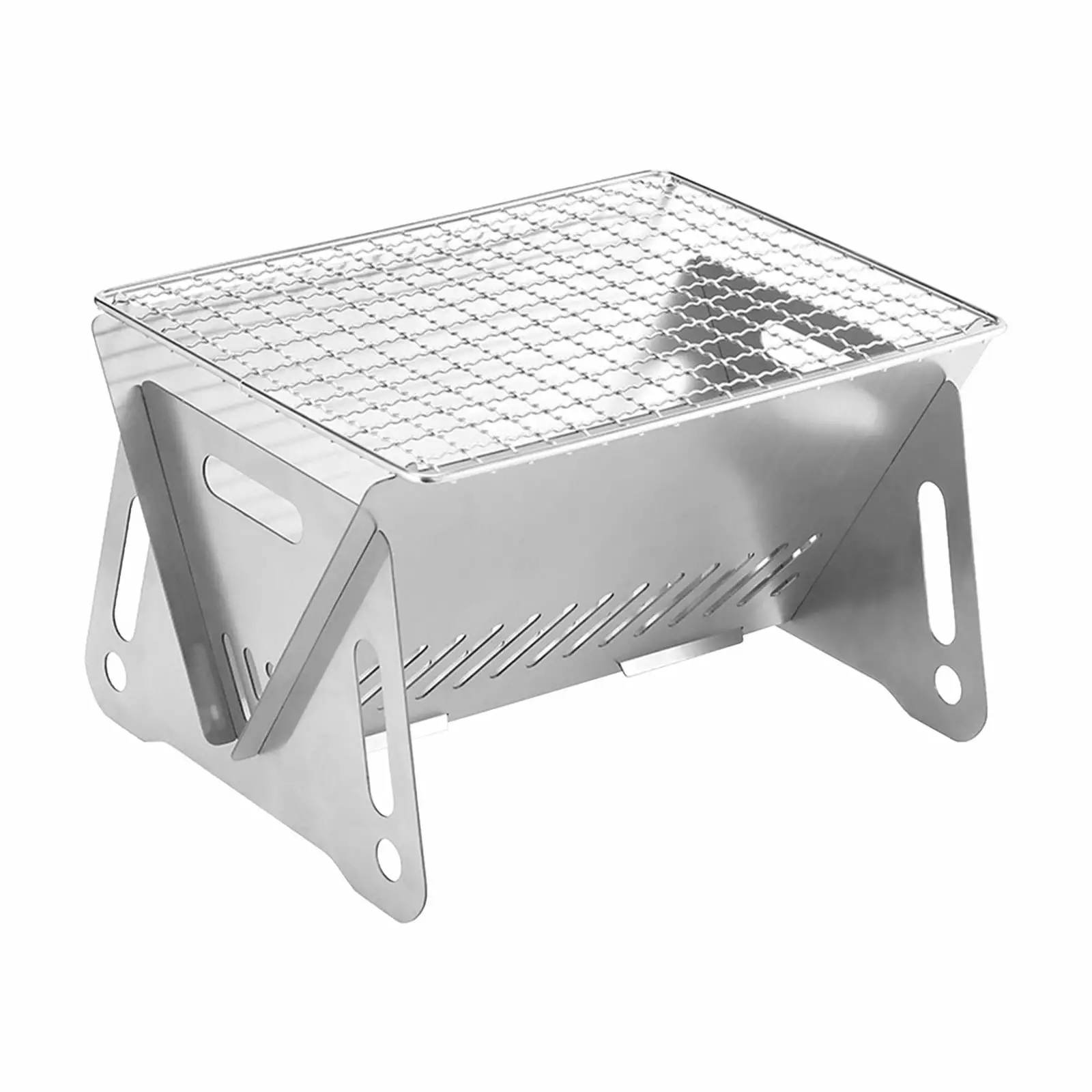 YOBOLK BBQ Grill Stainless Steel Folding Travel-friendly Charcoal Grill Outdoor Camping Picnic Backyard
