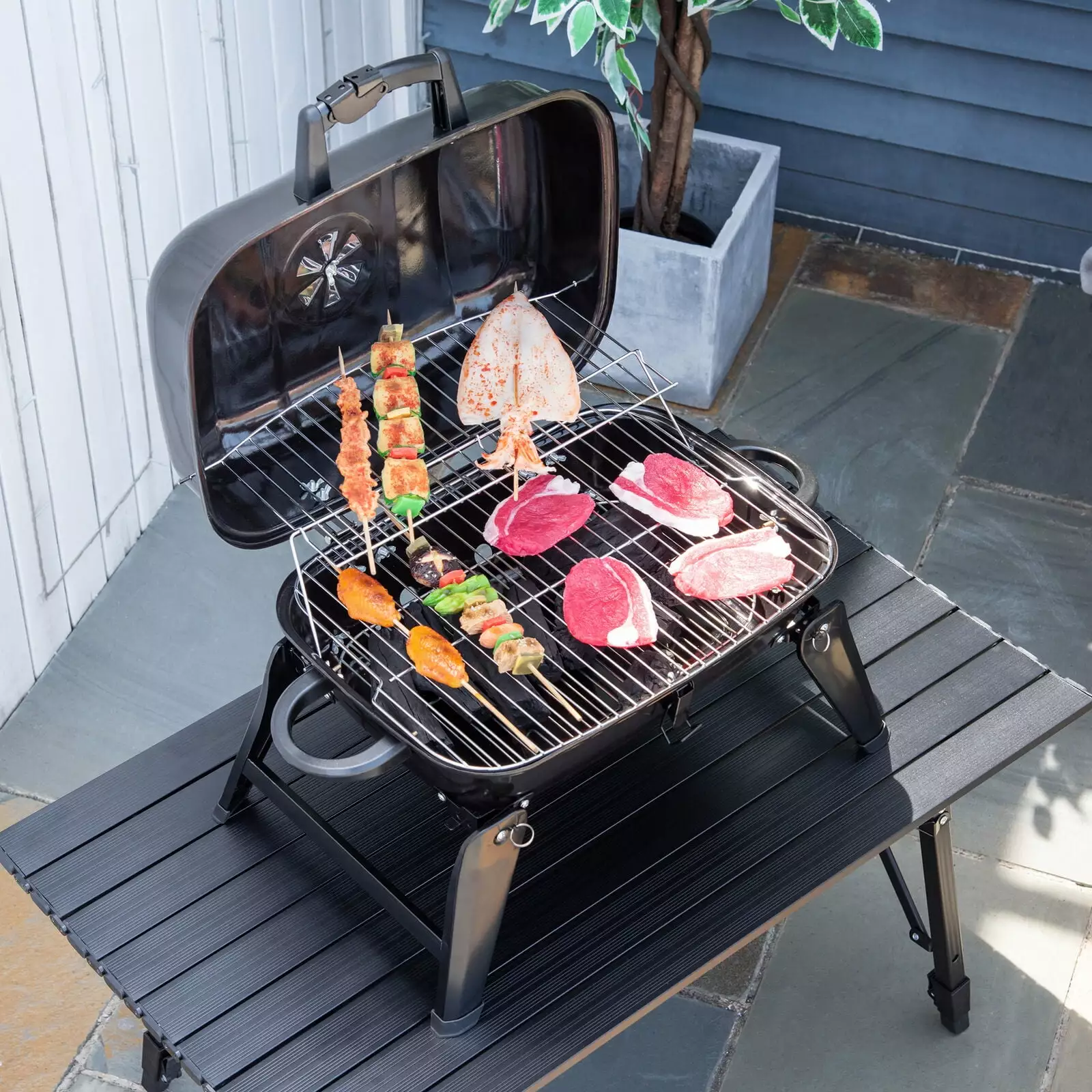 YouLoveIt Folding Charcoal BBQ Grill Travel-friendly Camping Grill Outdoor Cooking Picnic