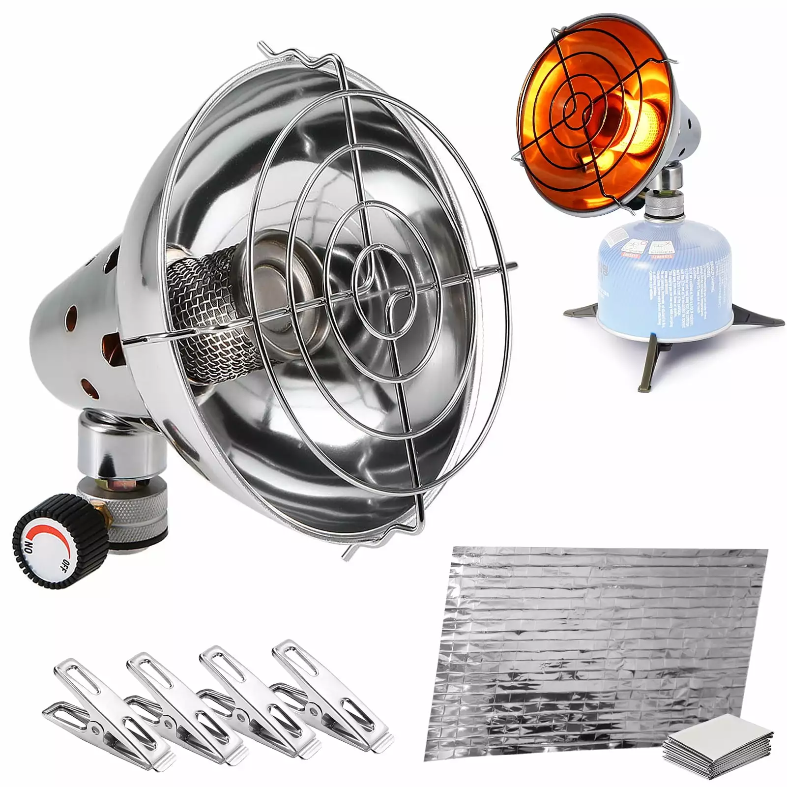 Portable Heater Stove Kit and 4 Clips Blanket Warmer Outdoor Use Moobody
