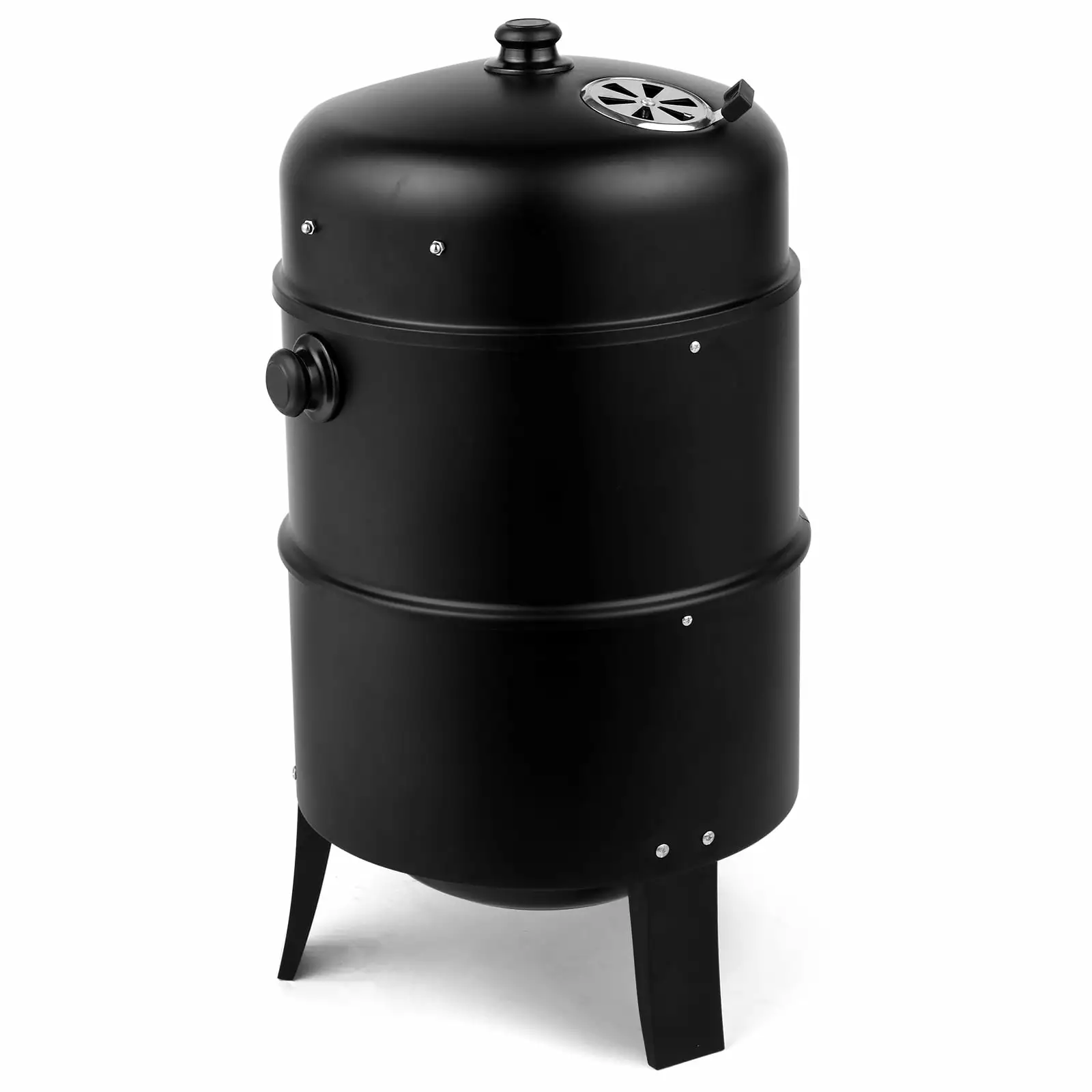 HighSound 3--1 Iron Spray Smoker Carbon Grill Black Travel-Friendly Outdoor Cooker Built- Thermometer