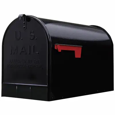 Gibraltar Mailboxes Stanley Jumbo Galvanized Steel Post Mount Black Mailbox - Durable Outdoor Mailbox