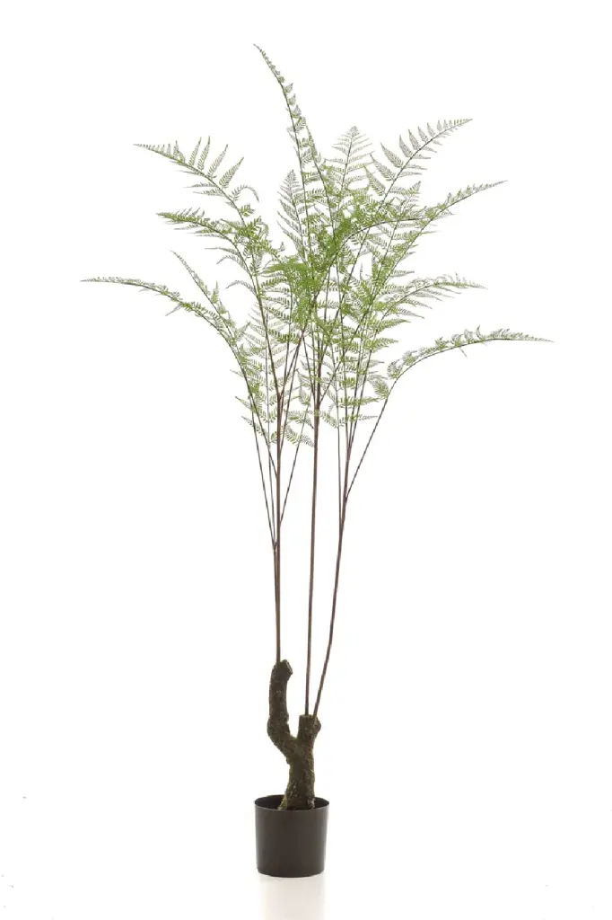 Decorative Potted Faux Plant Set 2 Emerald Fern Forest On Trunk