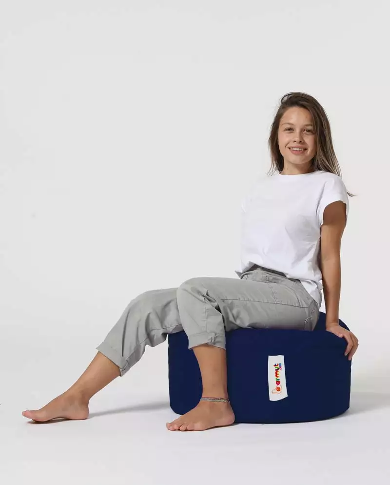 Ferndale Dark Blue Round Garden Pouffe Outdoor Footrest Ottoman Ferndale Healthcare