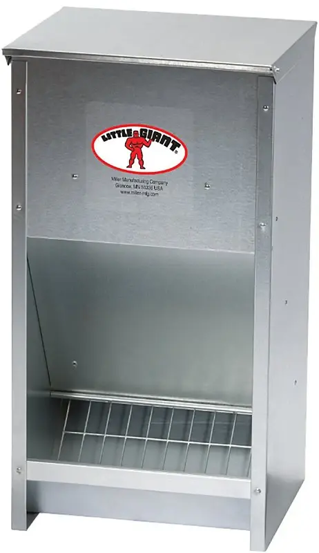 Little Colossal 171267 Poultry Feeder, 25 lb Capacity, Steel, Galvanized, Frame, Wall Mounting