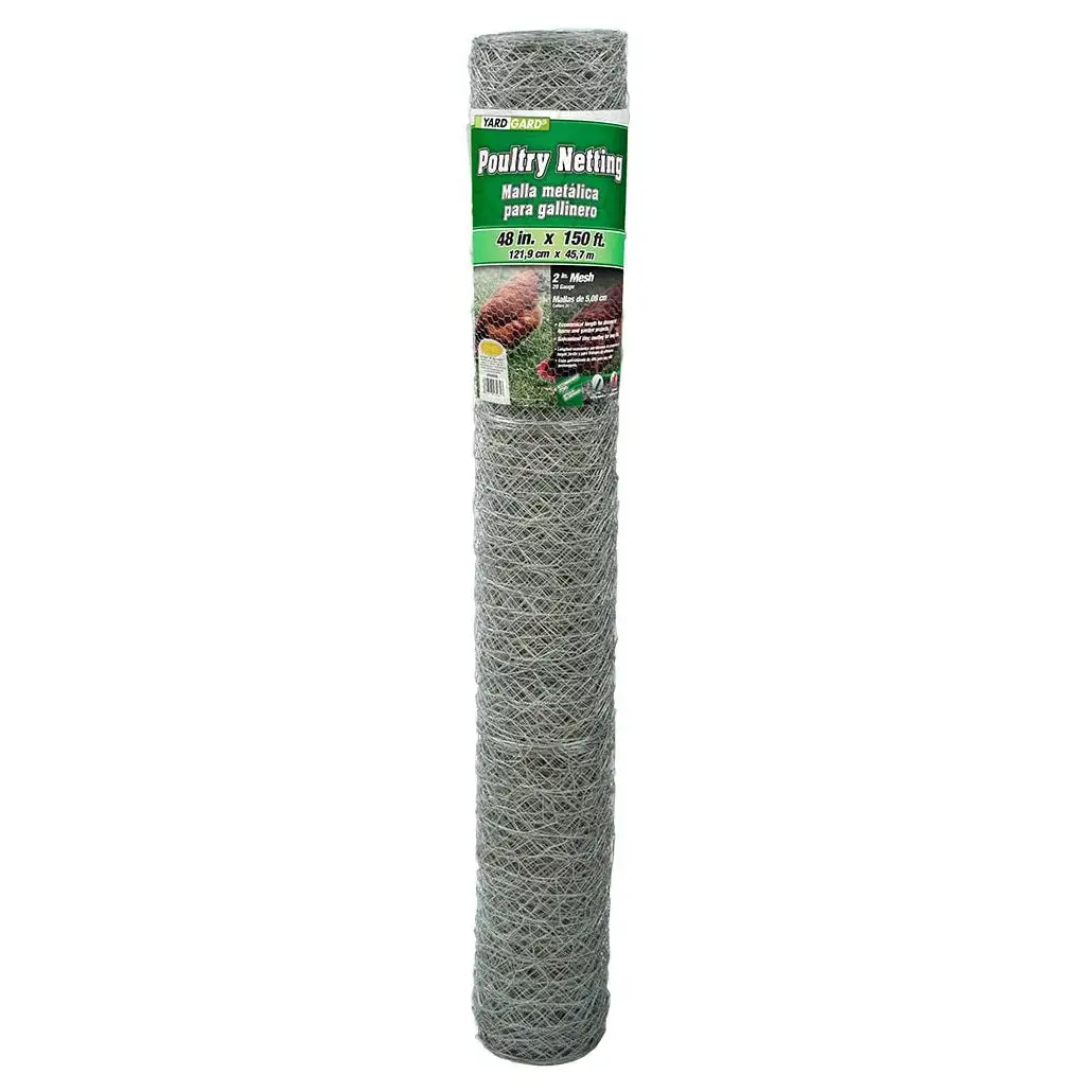 YardGard 308496B Galvanized Poultry Netting 20-Gauge 2 Mesh 48 x 150 Feet Chicken Wire Fence
