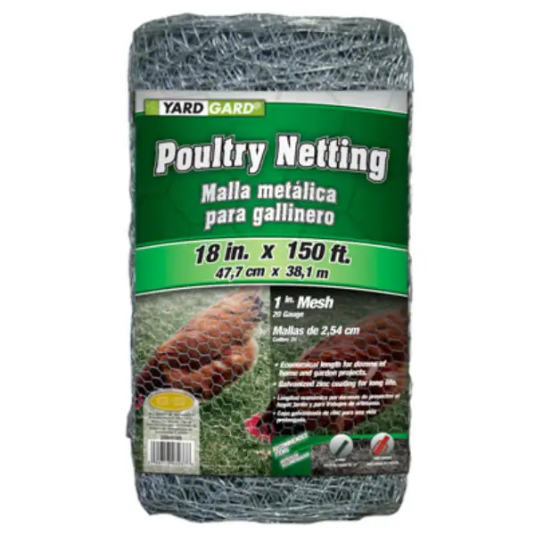 YardGard Galvanized Poultry Netting 20-Gauge 1 Mesh 18 x 150 Feet Chicken Wire Fence