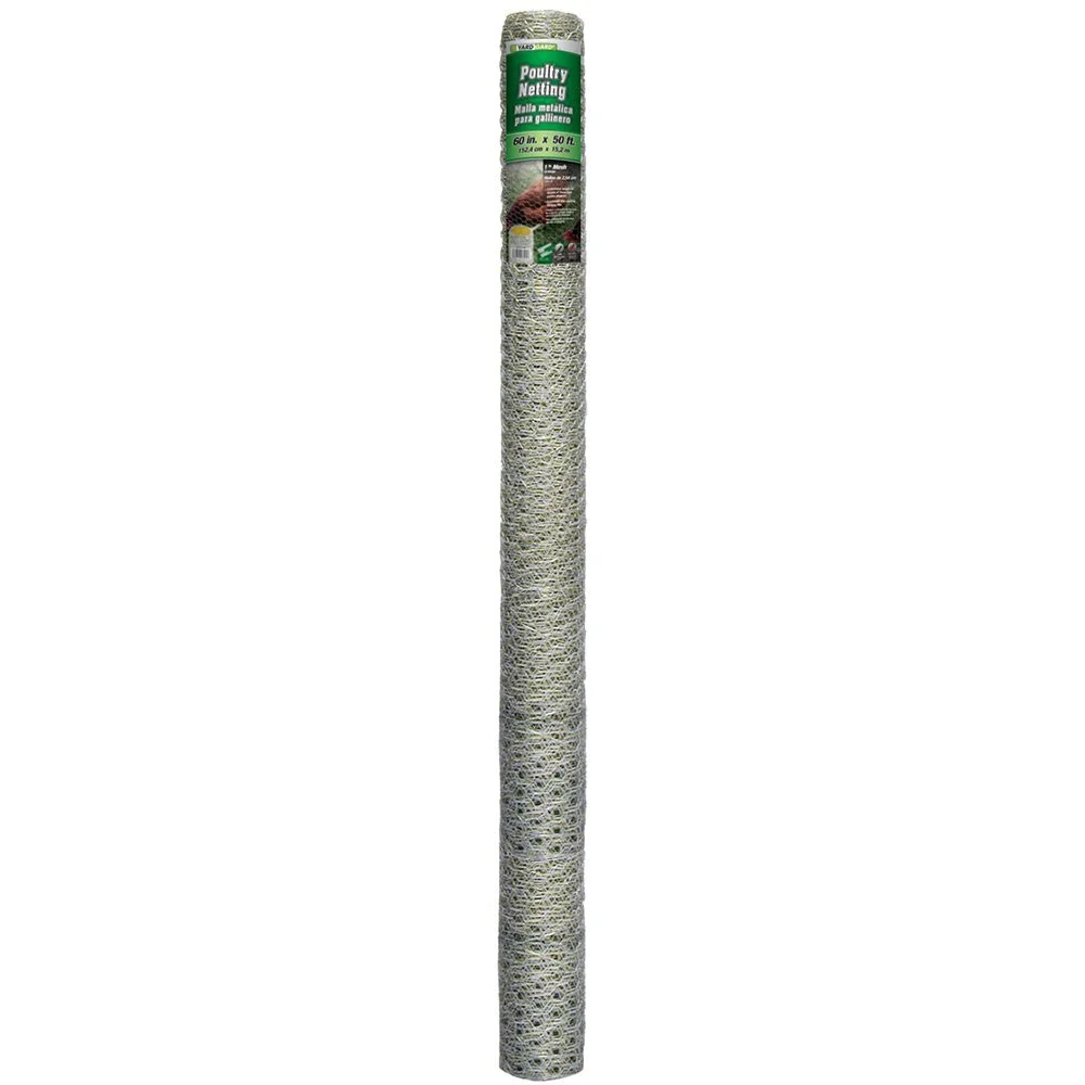 YardGard Galvanized Poultry Netting 20-Gauge 1 Mesh 60 x 50 Feet Small Chicken Run Fence