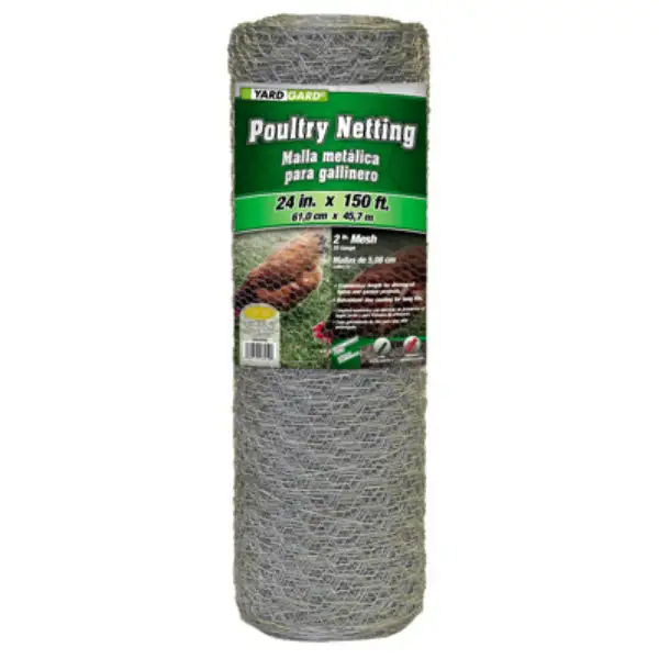 YardGard Galvanized Poultry Netting 20-Gauge 2 Mesh 24 x 150 Feet Long Chicken Wire