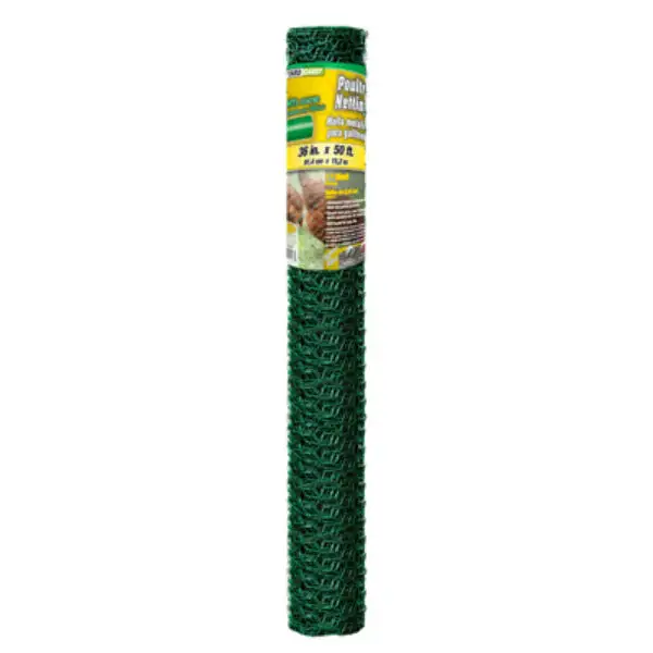 YardGard Green PVC Coated Poultry Netting 20-Gauge 1 Mesh 36 x 50 Feet Rustproof Chicken Wire
