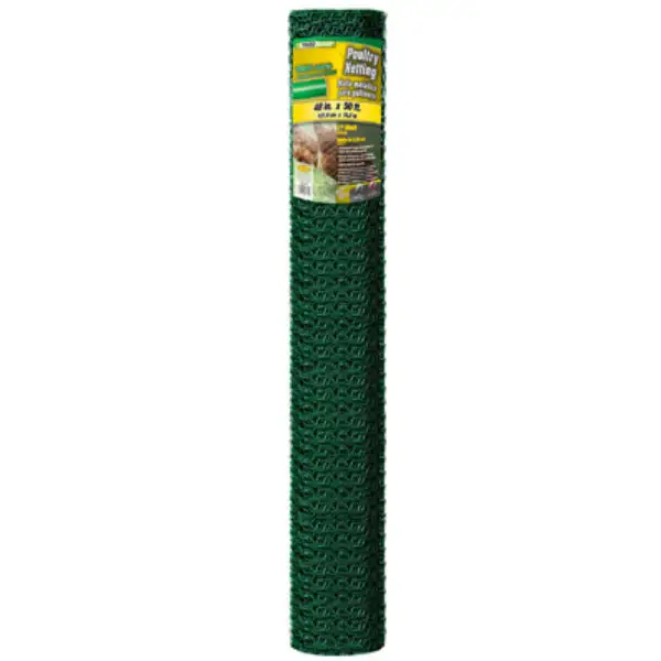 YardGard Green PVC Coated Poultry Netting 20-Gauge 1 Mesh 48 x 50 Feet Durable Chicken Fence
