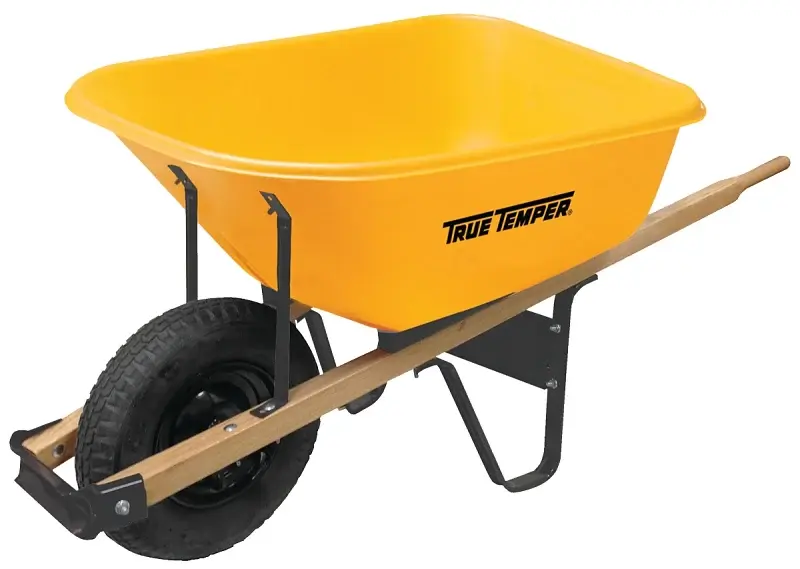 True Temper RP625 Wheelbarrow, 6 cu-ft Volume, Poly, 1-Wheel
