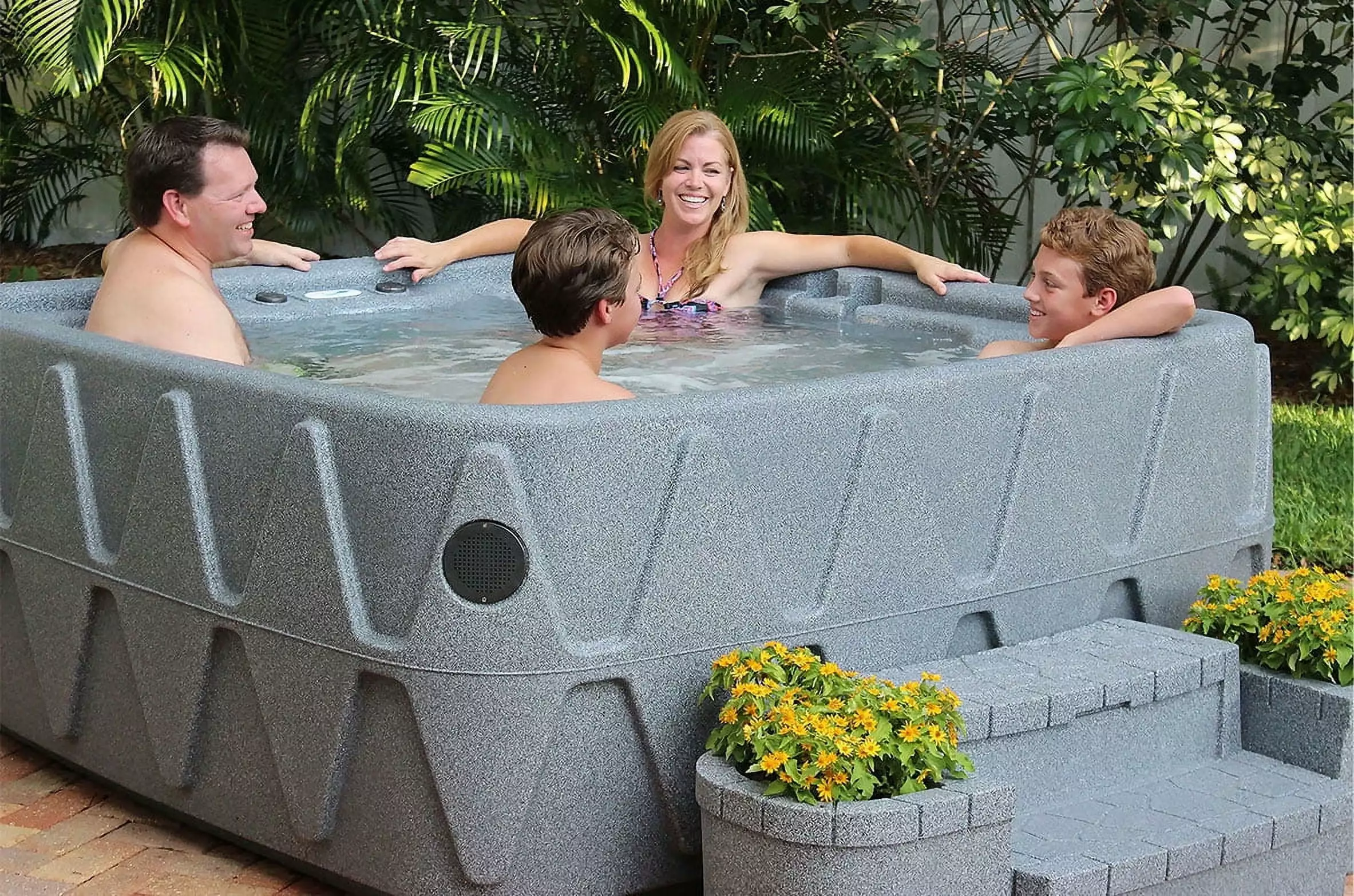 Aquarest Spas AR-500 Premium 5-Person 29-Jet Plug and Play Hot Tub Ozonator and LED Waterfall - Graystone