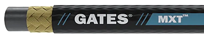 Gates MXT MEGASYS 85037 Wire Braid Hose, 0.551 OD, 1/4 ID, 50 ft L, 6000 psi Pressure, Synthetic Tpr, Black