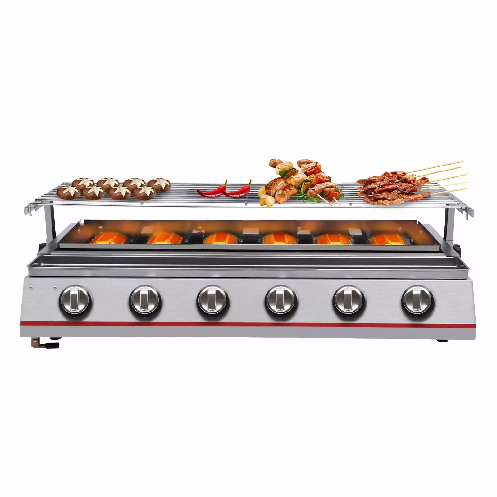 6 Burner BBQ Grill Sear and Side Burners Stainless Steel Gas Griller LPG Smokeless Barbecue unbrand