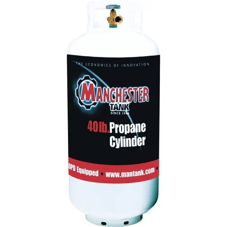 Manchester Tank 1220-13 Vertical ACME/OPD Propane Gas Cylinder 40 Lb White Commercial Use