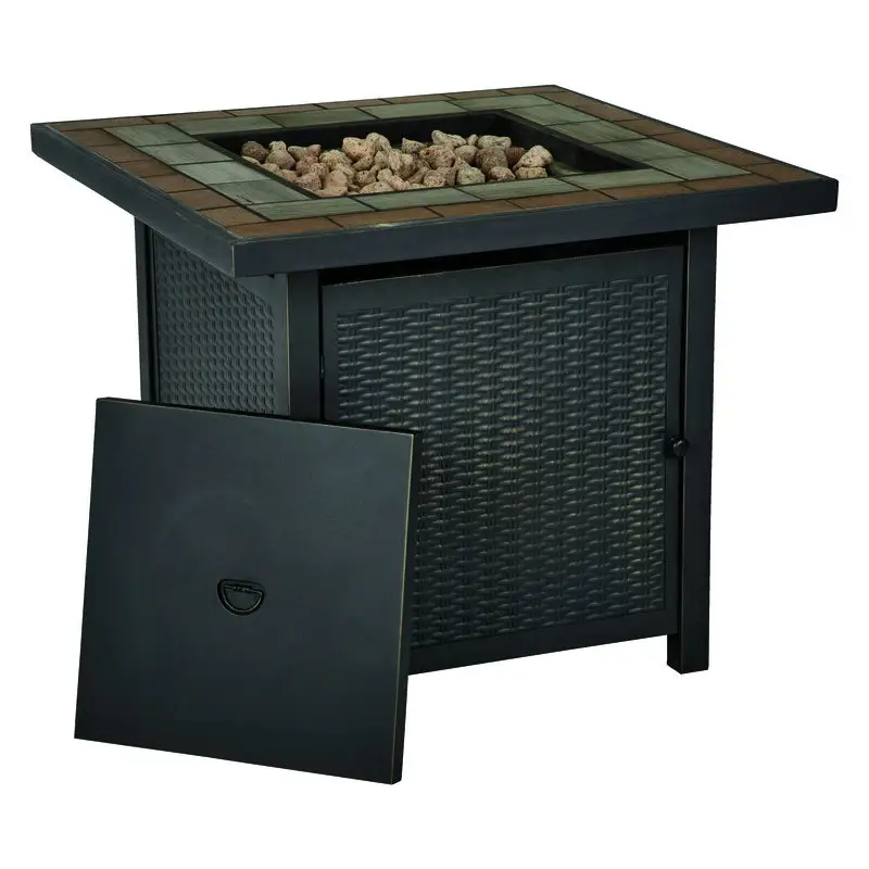 Living Accents 30 Inch Steel Square Propane Fire Pit Outdoor Patio