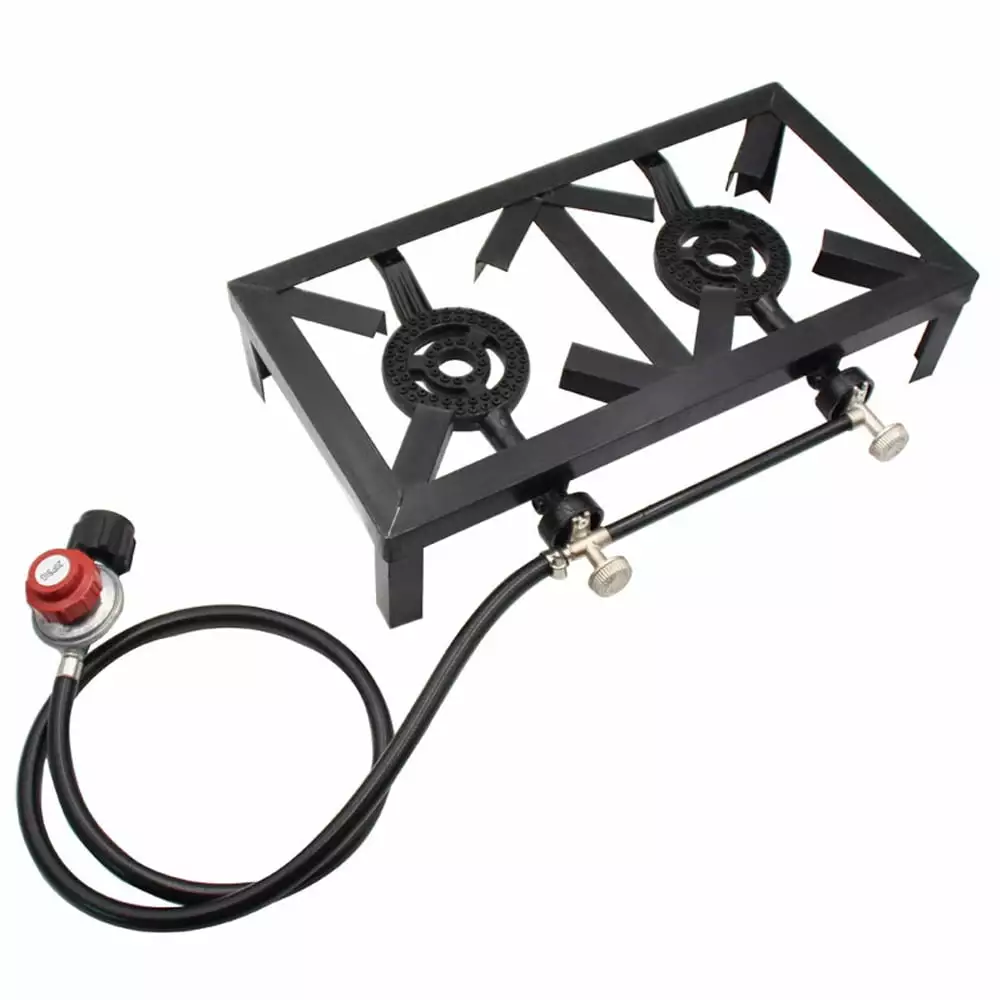 Htovila 8KW Propane Cast Iron Patio Stove Outdoor BBQ Heater Windproof Design